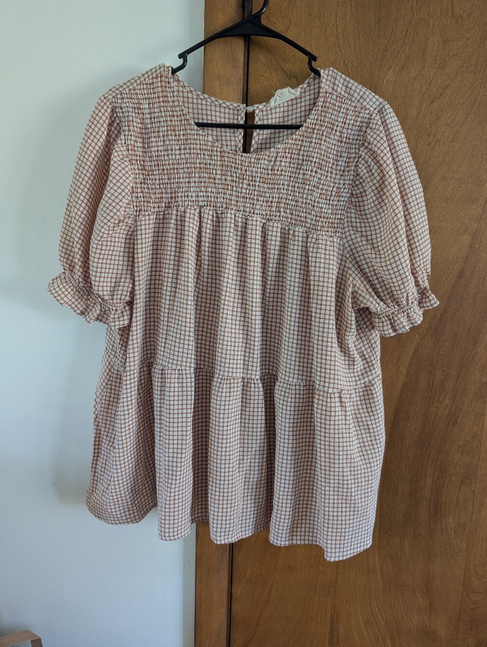 Blu Pepper Pink and White Smocked Tiered Peasant Tunic